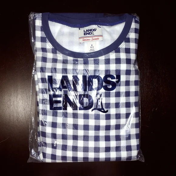 Fleece Reversible Tunic Sweatshirt Cream and Dark Blue Checks Checkered size M - Picture 4 of 5